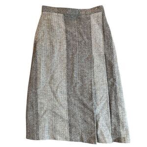 Curlew Weavers Wales 100% Pure New Wool Grey Tweed Pleated Midi Skirt –‎ Size 14